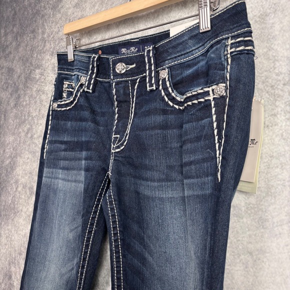 Miss Me Loose Saddle Stitch Border Chloe Bootcut Jeans Mid Rise 29x32 NWT - Picture 5 of 16